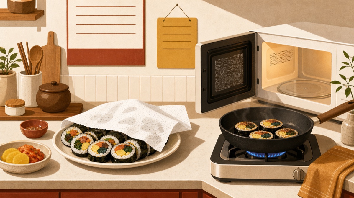 포장 김밥이 딱딱하게 굳었을 때: 굳은 이유 가르고 다시 부드럽게 먹는 순서